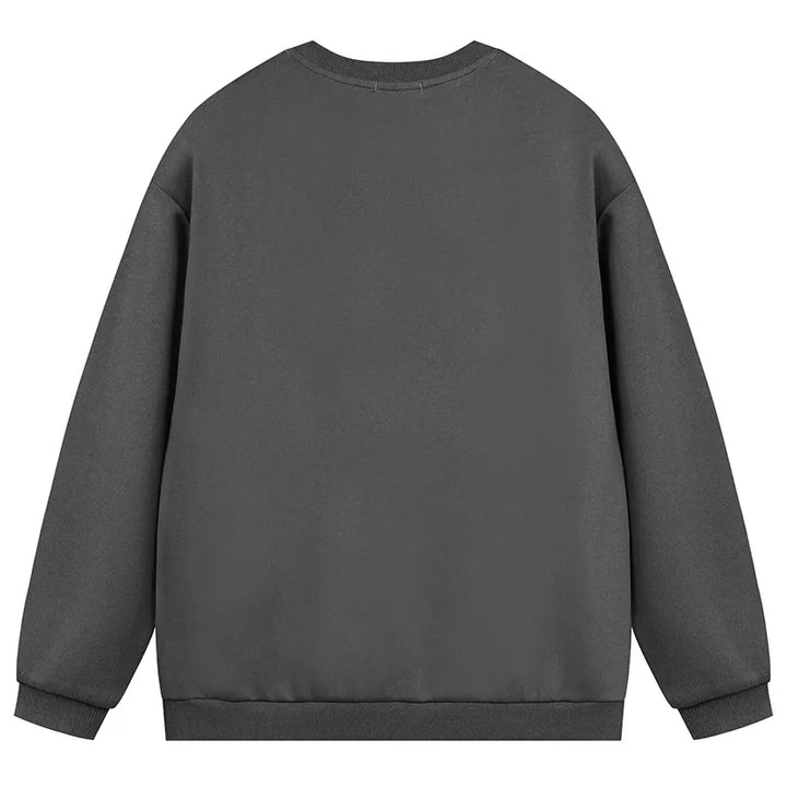 Basic Pleated Embroidery Fleece Sweatshirt - VONVEX