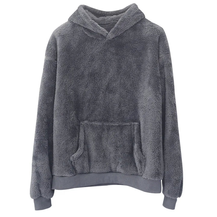 Double-faced Fleece Heavy Youth Hoodie Grey S - VONVEX