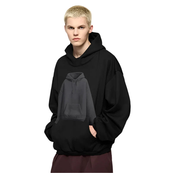 Minimalist Hoodie Print Hoodie Black M - VONVEX