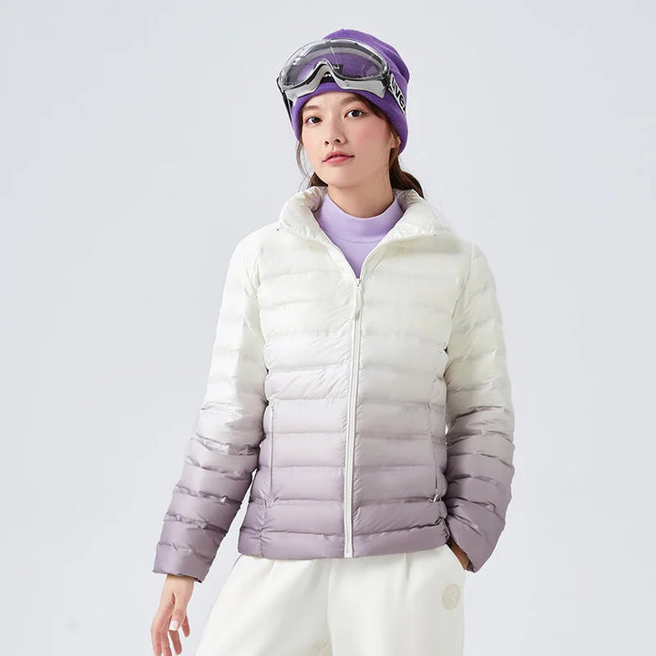 Puffer Versatile Solid Color Stand Collar Jacket  white Purple XL  - VONVEX