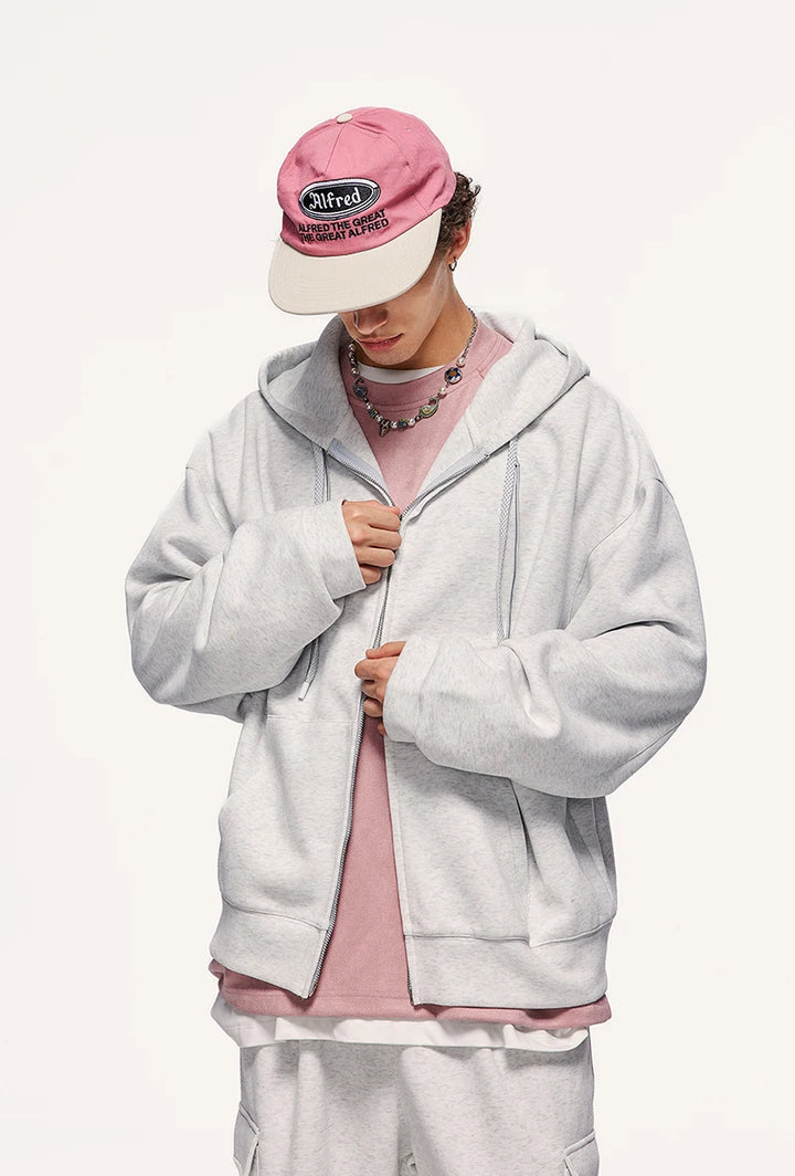 Double Zip Up Oversized Hoodies Jacket     - VONVEX