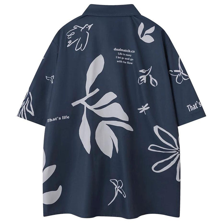 Flower Print Oversized T-Shirt     - VONVEX