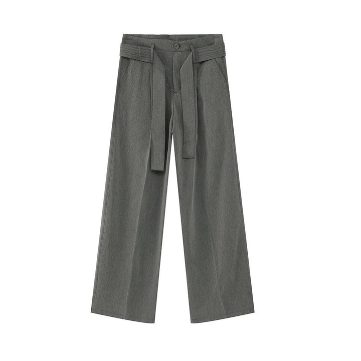 Casual Solid Pant With Ribbon  Gray XL  - VONVEX