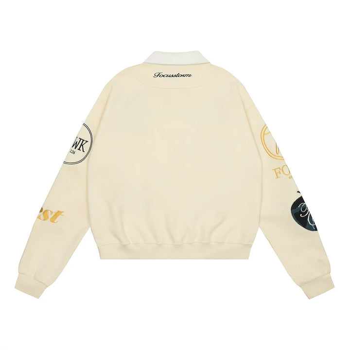 Urban Embroidered Lapel Sweatshirt     - VONVEX