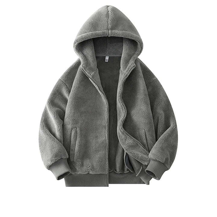 Basic Thick Warm Lambswool Jacket Gray M - VONVEX