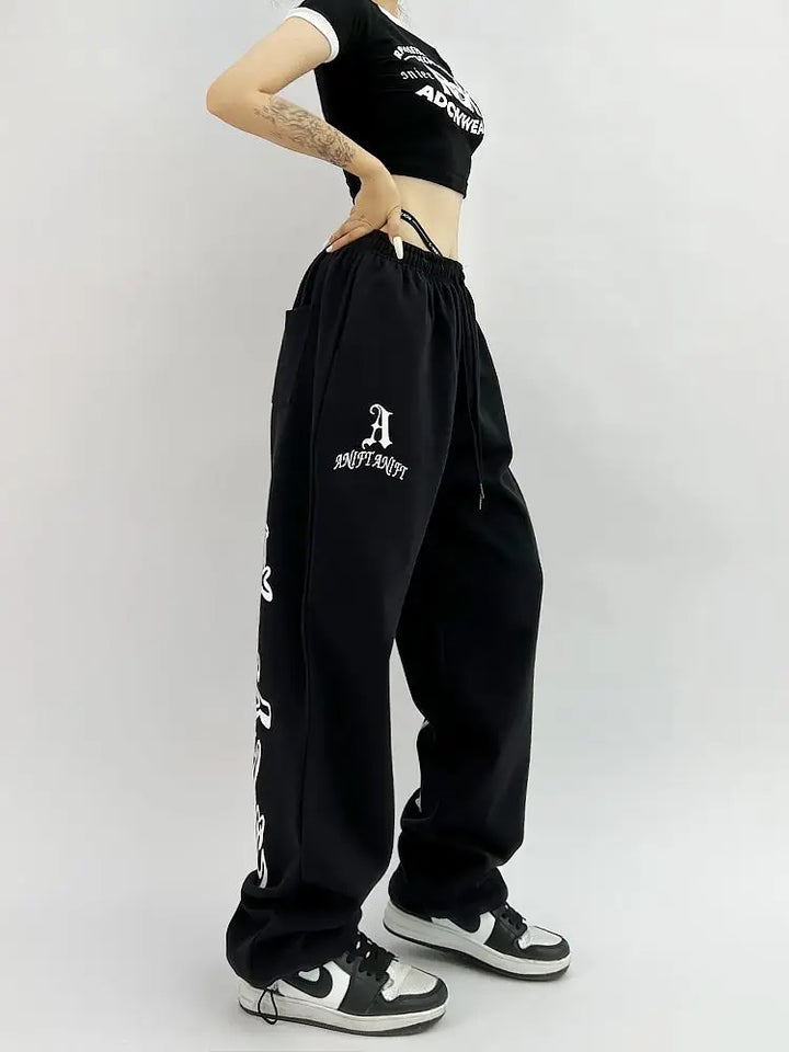 Y2K Loose Graphic Sweatpants     - VONVEX