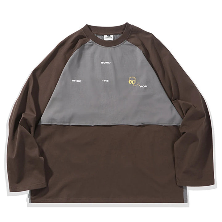 Patchwork Streetwear Light Sweater brown S - VONVEX