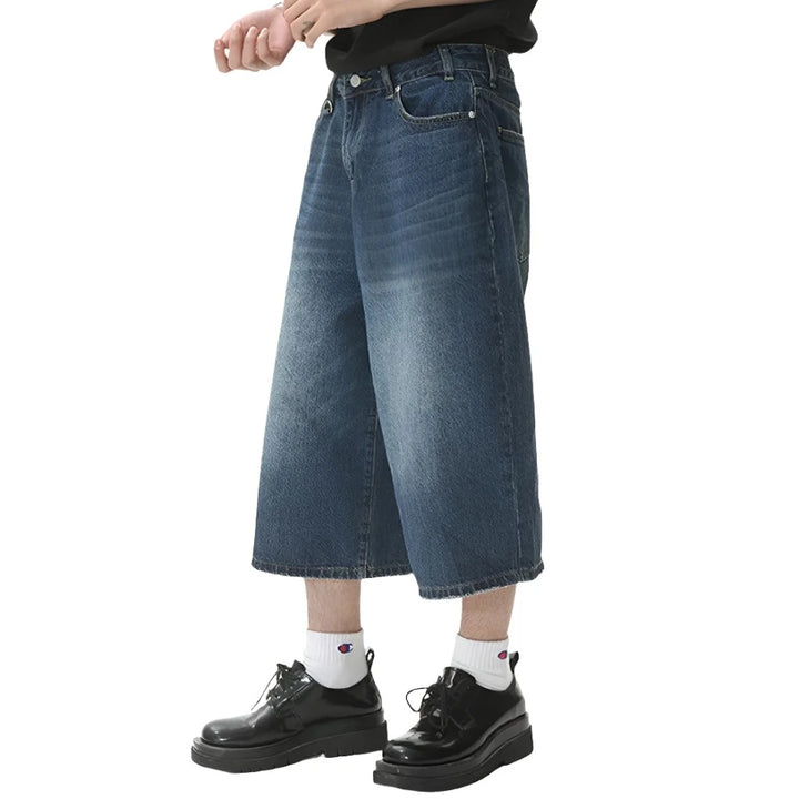 Vintage Wide Leg Denim Jort     - VONVEX