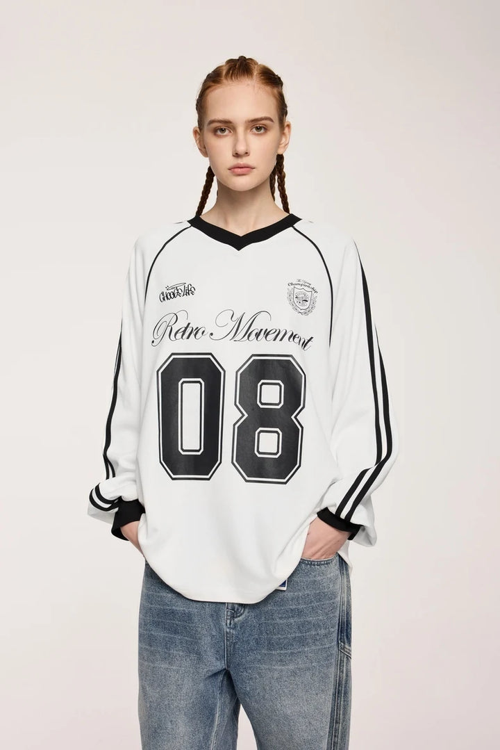 Football Jersey Loose Fit Sweater - VONVEX