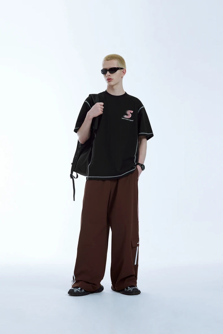 Sportswear Patchwork Oversized T-Shirt     - VONVEX