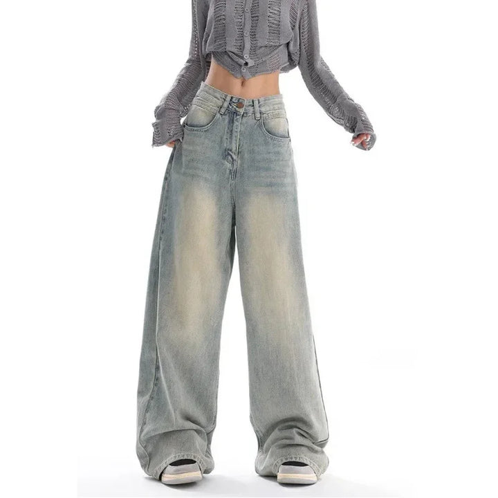 Ultra Wide-Leg Baggy Denim Jeans     - VONVEX