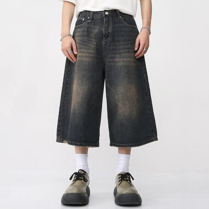 Vintage Loose Wide Leg Denim Short     - VONVEX