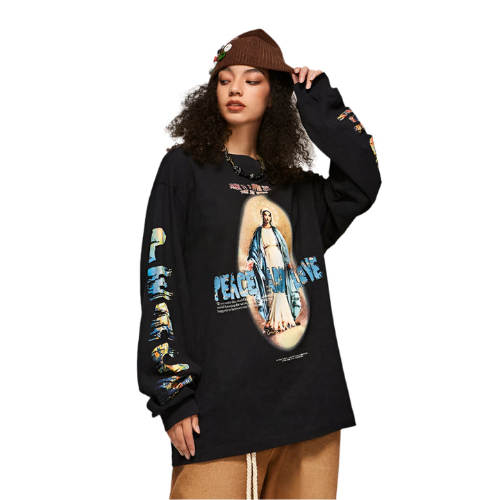 Oversize Long Sleeve High Street T-Shirt - VONVEX