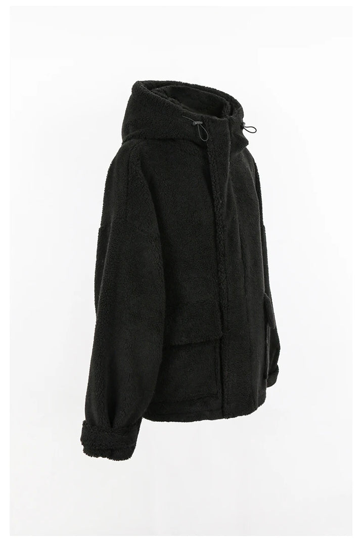 Casual Faux Lamb Fur Oversized Coat     - VONVEX