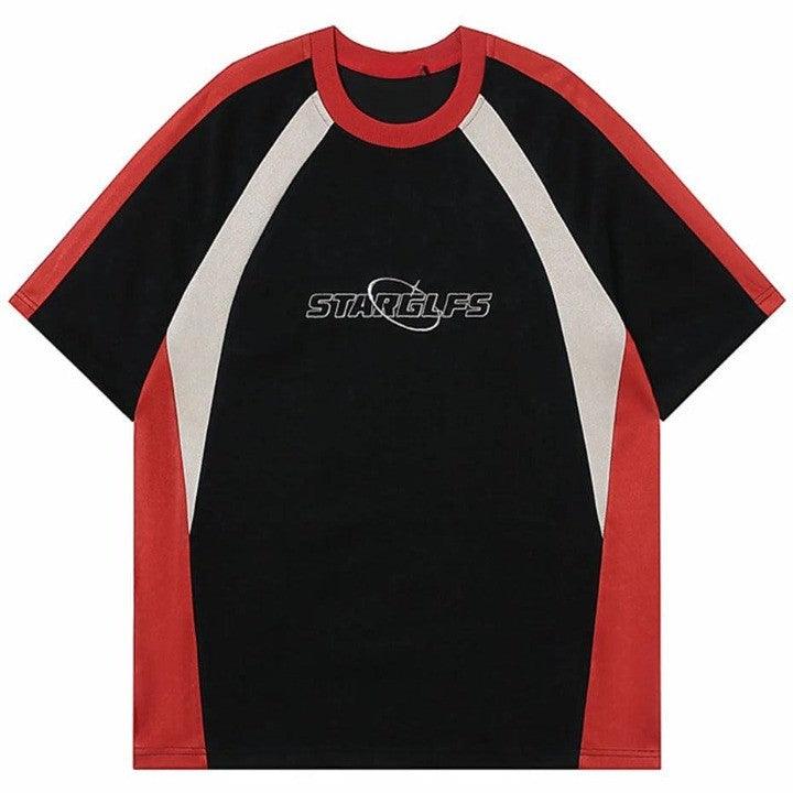 Y2K "STARGLFS" Suede Oversized T Shirt  Black M  - VONVEX