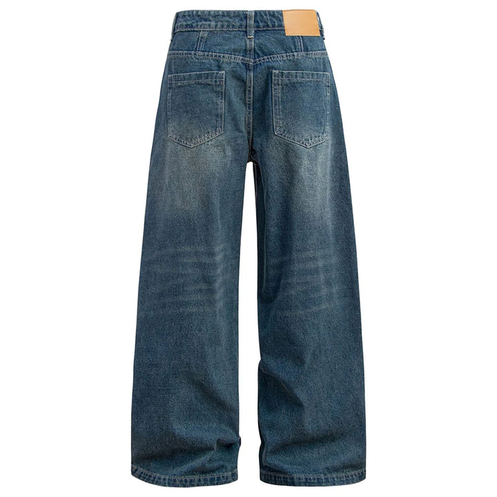 Baggy Blue Ocean Straight Denim Jeans - VONVEX