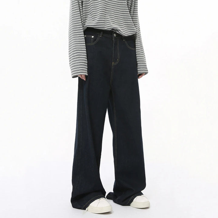 Seoul Drift Wide Leg Denim Jeans     - VONVEX