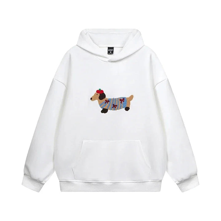 Dachshund Heavy Hoodie White S - VONVEX