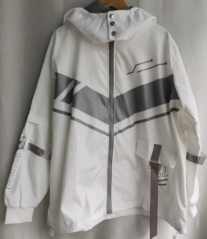 Y2K Cosmic Neon Wind Jacket  white S  - VONVEX