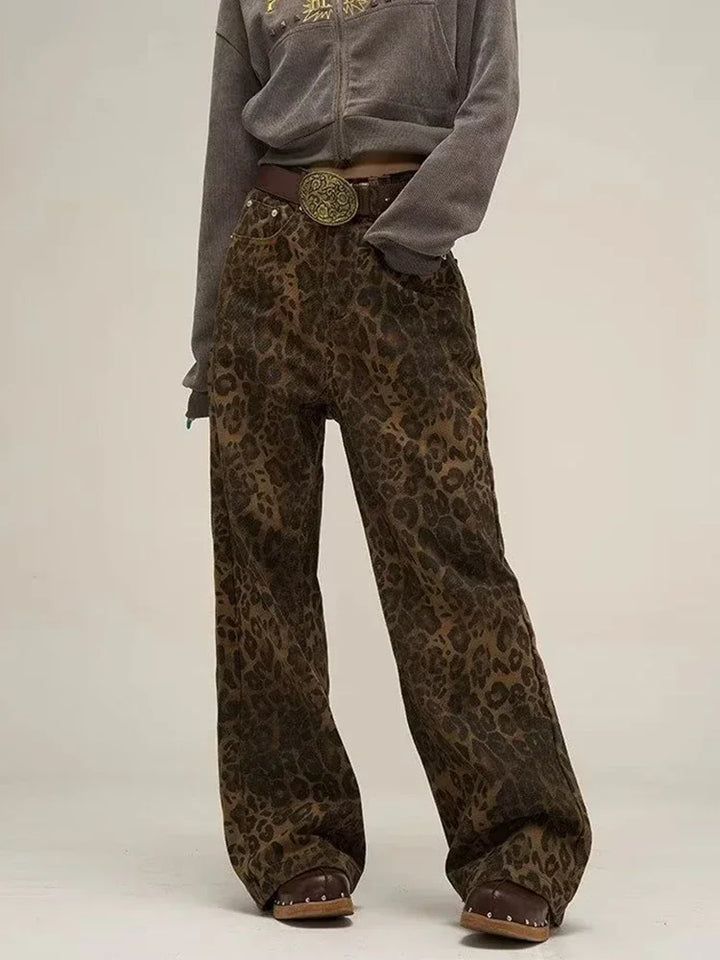 Y2K Leopard Flair High-Waisted Pants  Style-2 S  - VONVEX