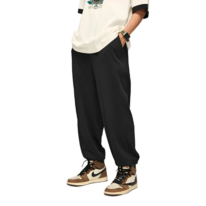 Solid Color Fit Casual Jogger Pant     - VONVEX