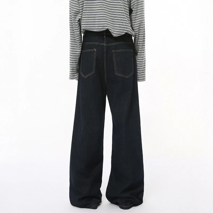 Seoul Drift Wide Leg Denim Jeans     - VONVEX