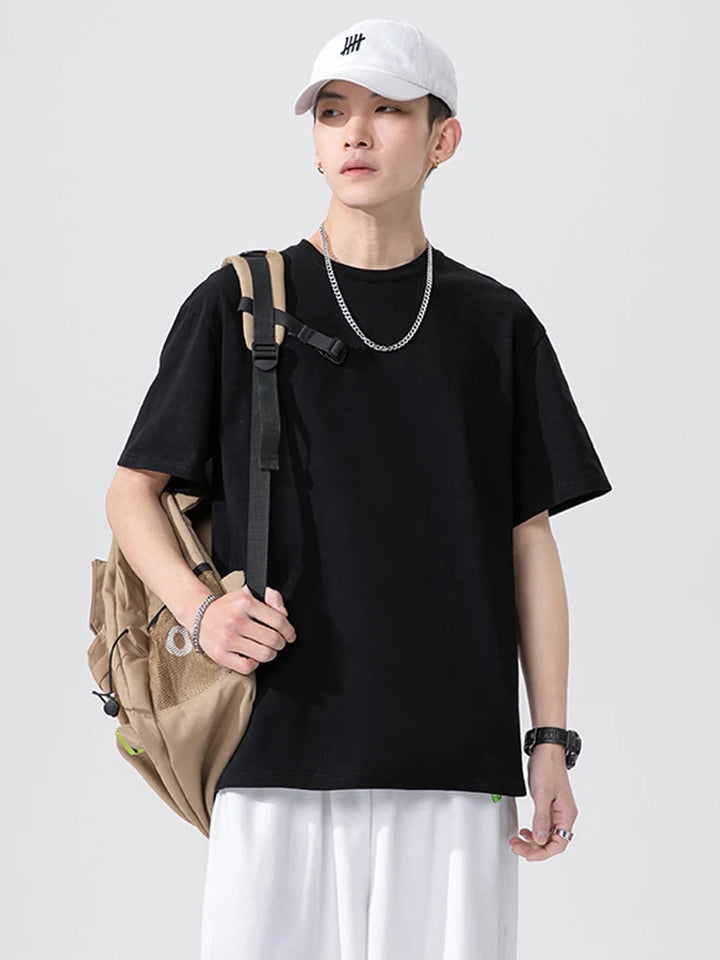 Casual Solid Cotton Oversized T-Shirt     - VONVEX