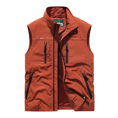 Multi-pocket Breathable Fishing Vest Orange M - VONVEX