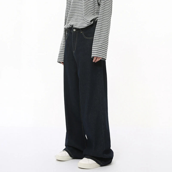 Seoul Drift Wide Leg Denim Jeans     - VONVEX