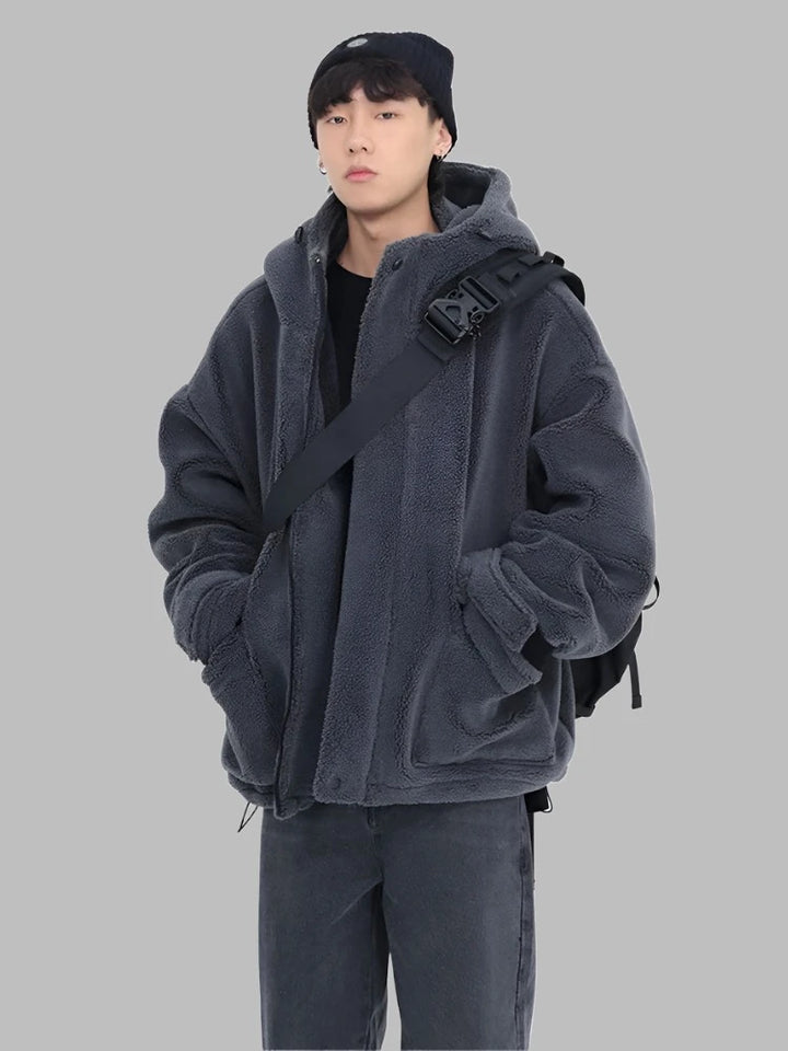 Casual Faux Lamb Fur Oversized Coat     - VONVEX