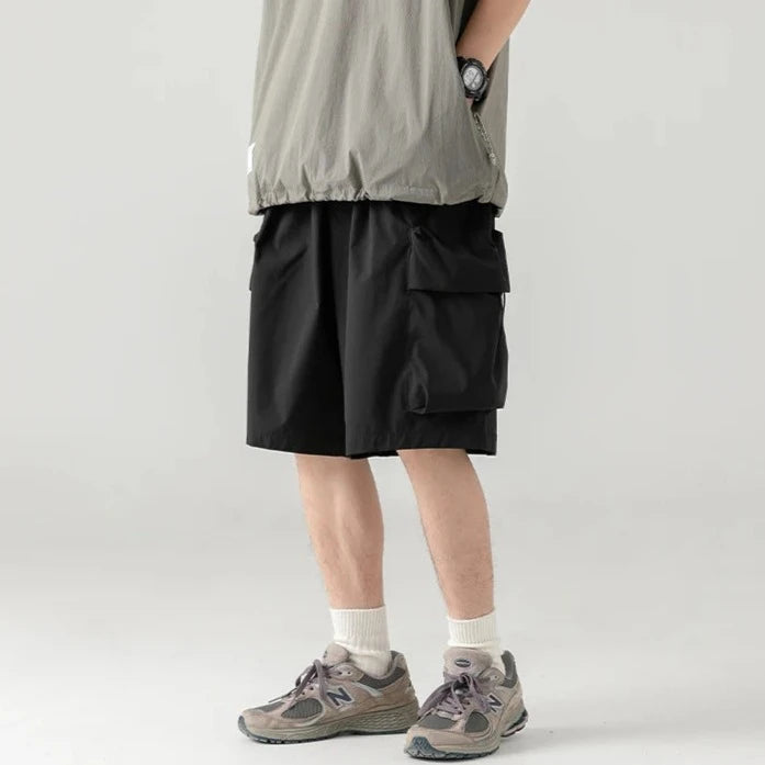2023 Summer New Japanese Style Large Size Thin Shorts Men Loose Knee Cargo Shorts Hip Hop Streetwear Male Short Trousers - VONVEX