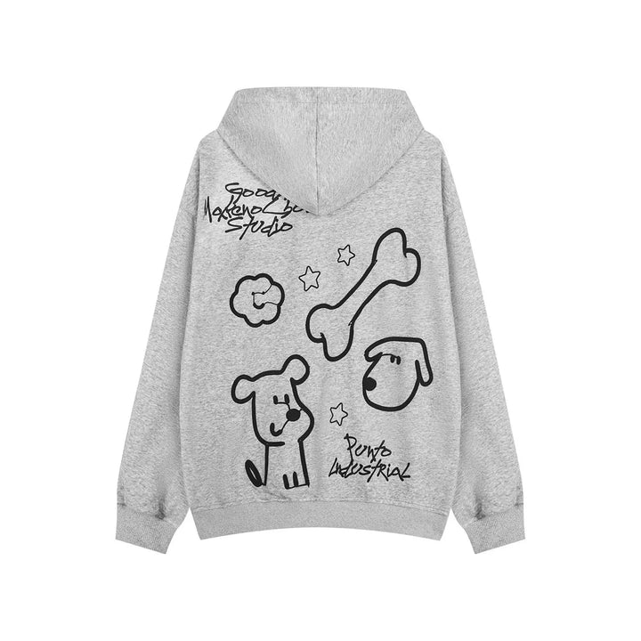 Good Puppy Embroidery Zipper Hoodie     - VONVEX