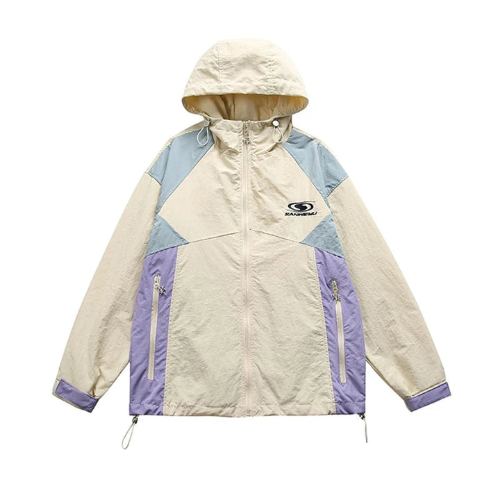 Patchwork Windbreaker Jacket  Khaki M  - VONVEX