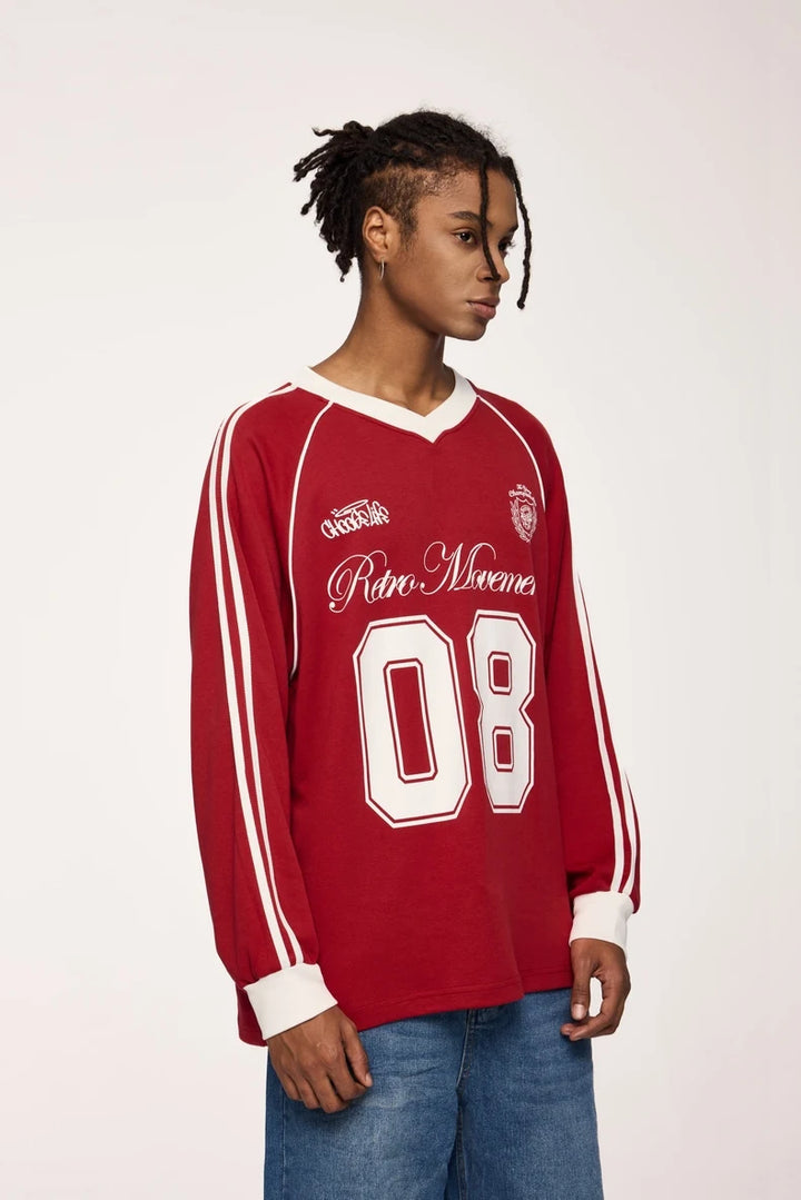 Football Jersey Loose Fit Sweater - VONVEX