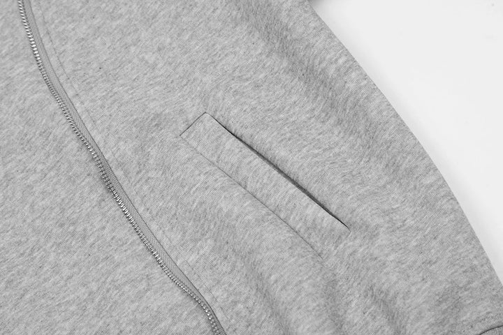 Curved Seam Zip-Up Hoodie     - VONVEX