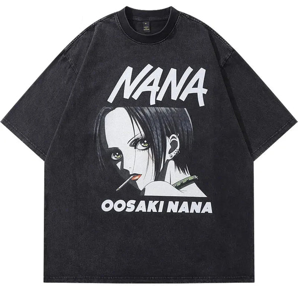 Vintage Black Oosaki Nana Graphic T-Shirt  Black M  - VONVEX