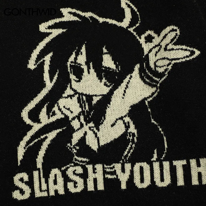 Slash Youth Knitted Sweater     - VONVEX