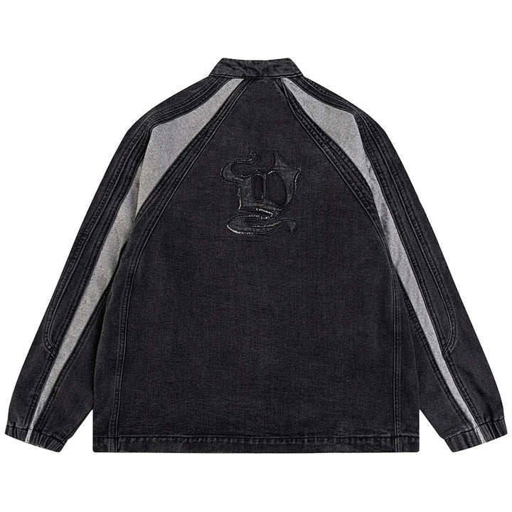 Shadow Stripes Denim Jacket     - VONVEX