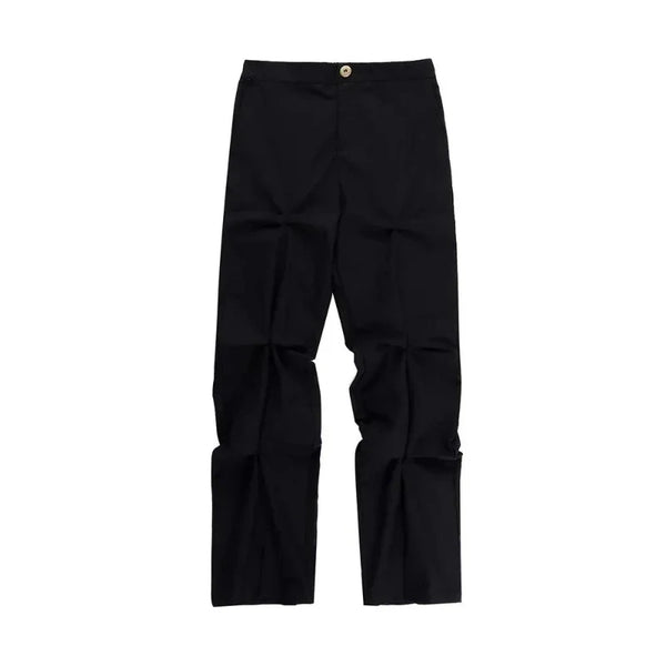 Gothic Stacked Wrinkles Pleated Pant  L Black  - VONVEX