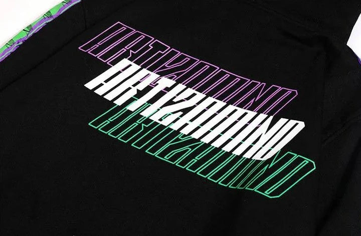 Glitch Font Printed Hoodie     - VONVEX