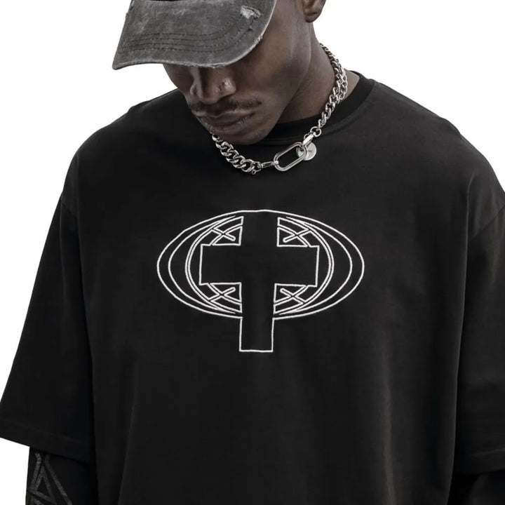 Y2k Cross Goth SC Sweater     - VONVEX