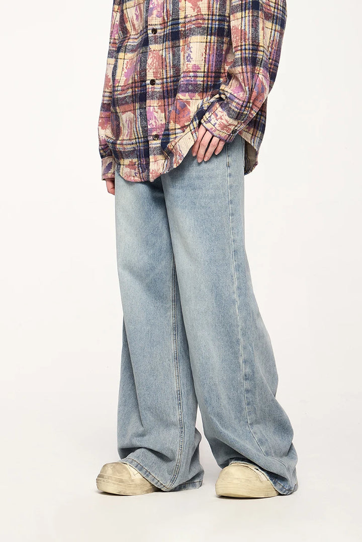 American Distressed Wide-Leg Jeans - VONVEX