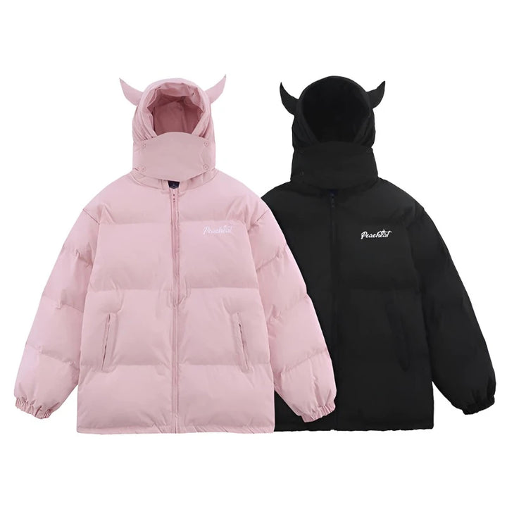 Devil's Horn Hooded Puffer Jacket     - VONVEX