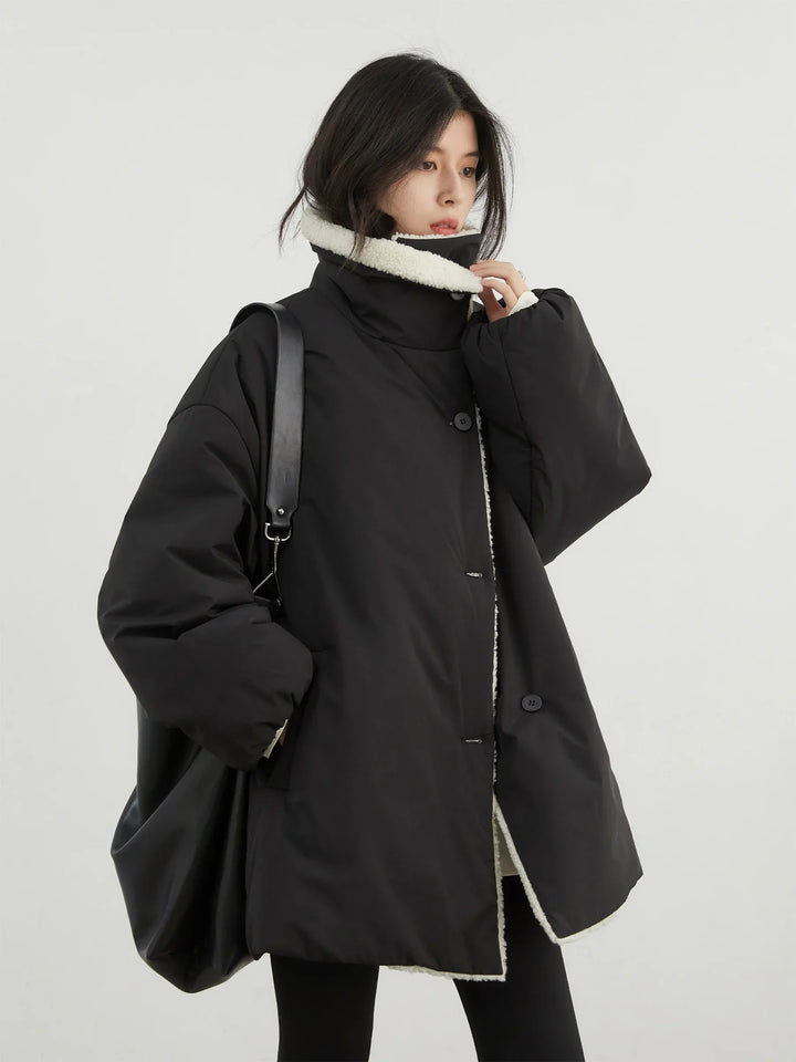 Plush Single Thickened Coat Black S - VONVEX