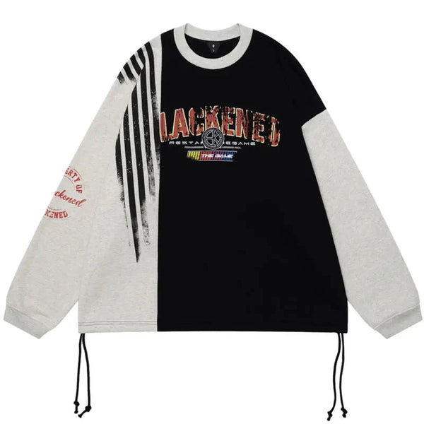 Y2K Patchwork Half Colored Sweater Black S - VONVEX