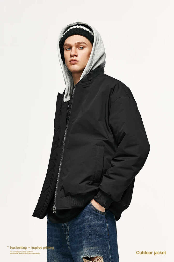 Detachable Hooded Bomber Padded Jacket - VONVEX