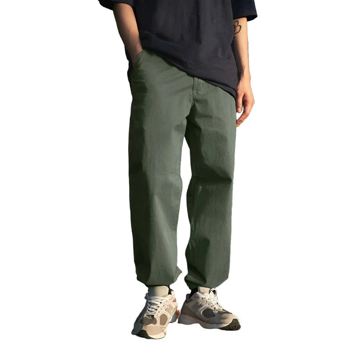 Casual Style Solid Color Jogger Pant  Army green S  - VONVEX