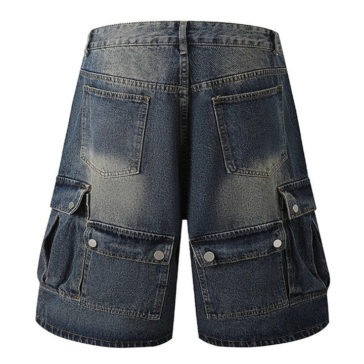 Vintage Multi Pockets Denim Cargo Short     - VONVEX