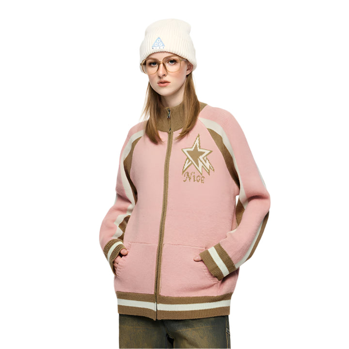 Nice Style Turtleneck Jacket Pink M - VONVEX