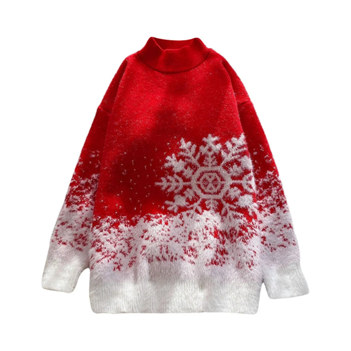 Turtleneck Snow Flake Sweater - VONVEX